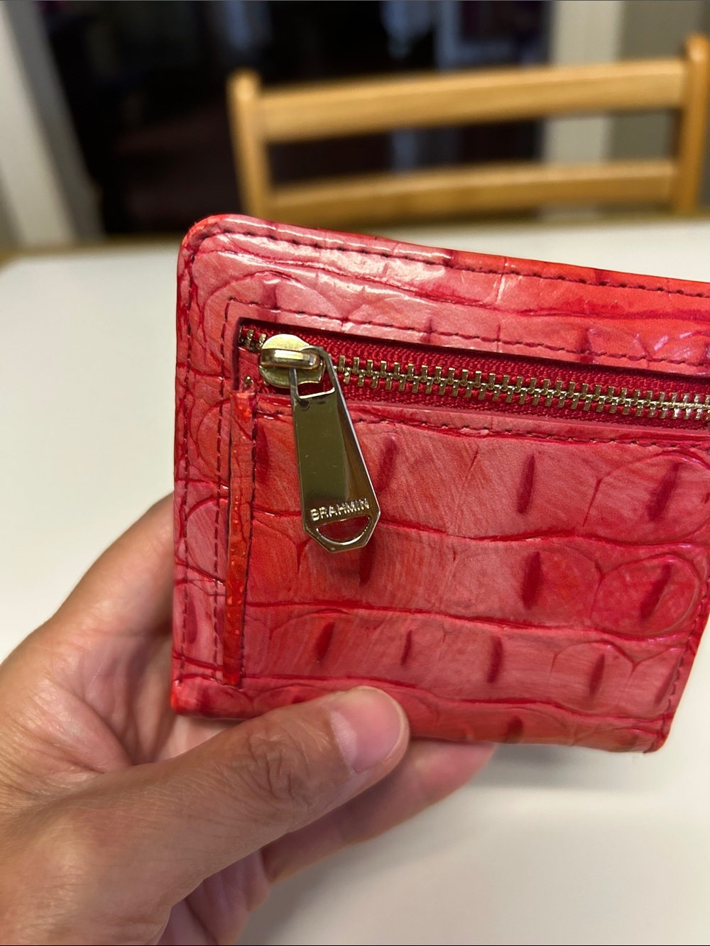 Brahmin Red Croc-Embossed Leather Wallet - Picture 4 of 11